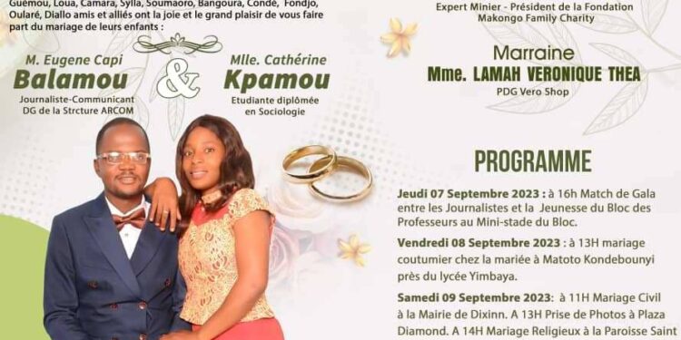 Carnet-Rose : Le journaliste Eugène Capi Balamou annonce son mariage à Conakry (dates et lieux)