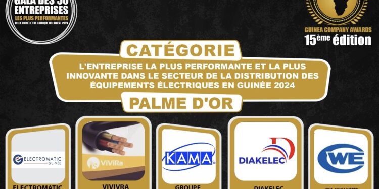 15ème édition du Gala des 50 Entreprises les plus performantes de la Guinée : LES ENTREPRISES NOMINÉES POUR LA PALM D’OR DANS LA CATÉGORIE DISTRIBUTION DES ÉQUIPEMENTS ÉLECTRIQUES (COMMUNIQUÉ)