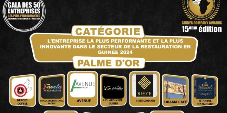 15ème édition du Gala des 50 Entreprises les plus performantes de la Guinée : Le voting grand public lancé pour l&rsquo;entreprise la plus performante et la plus innovante dans le secteur de la restauration en Guinée 2024