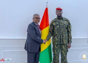 L&rsquo;homme le plus fortuné d&rsquo;Afrique reçu par le Gl Doumbouya