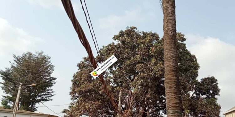 Alerte : Danger imminent à Tanéné Mosquée en raison d’un poteau électrique mal installé