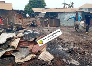 Conakry : un incendie ravage plusieurs ateliers de menuiserie, à Simbaya-Gare